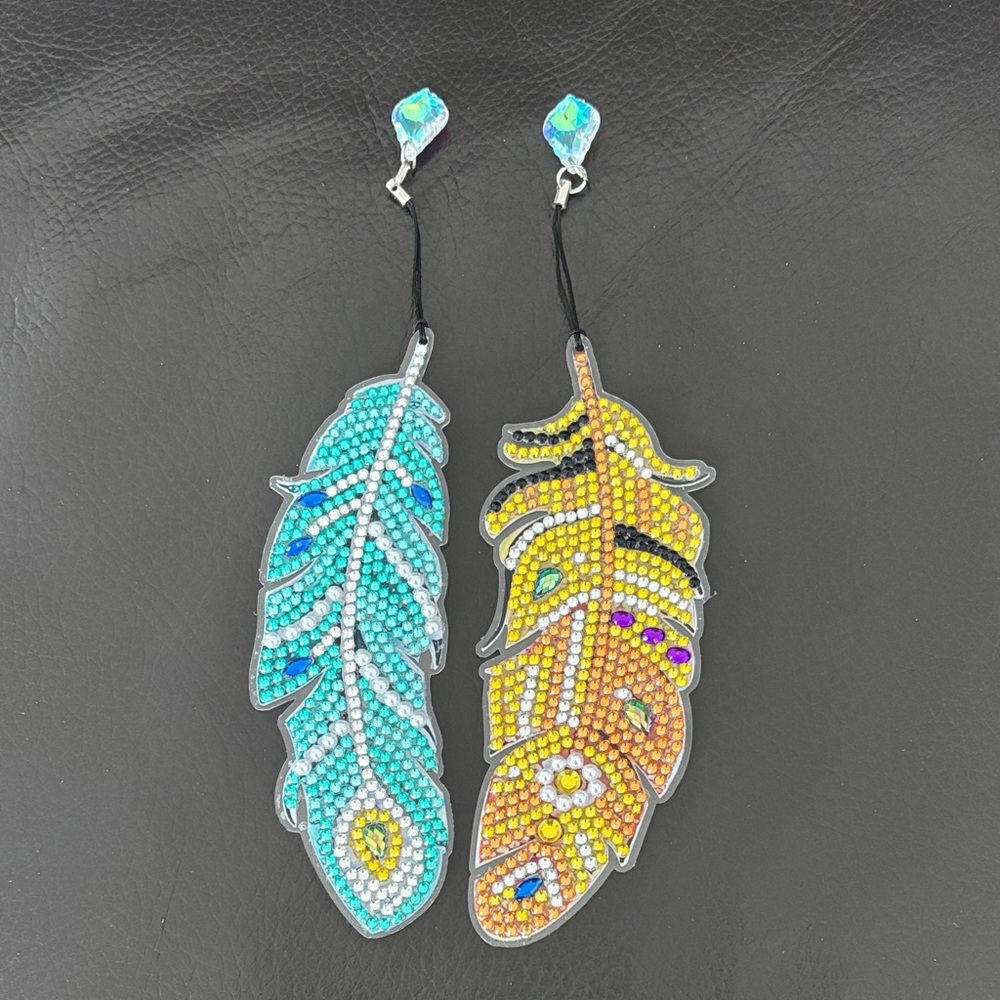 Handcrafted Rhinestone Feather Bookmarks Set of 2 (sealed) - Picture 3 of 4